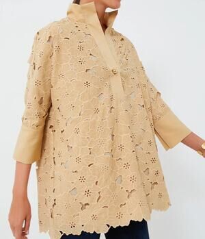 NWT Tuckernuck Tan Floral Lace Willow Blouse Size XL